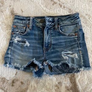 American Eagle High Waisted Distressed Denim Shorts